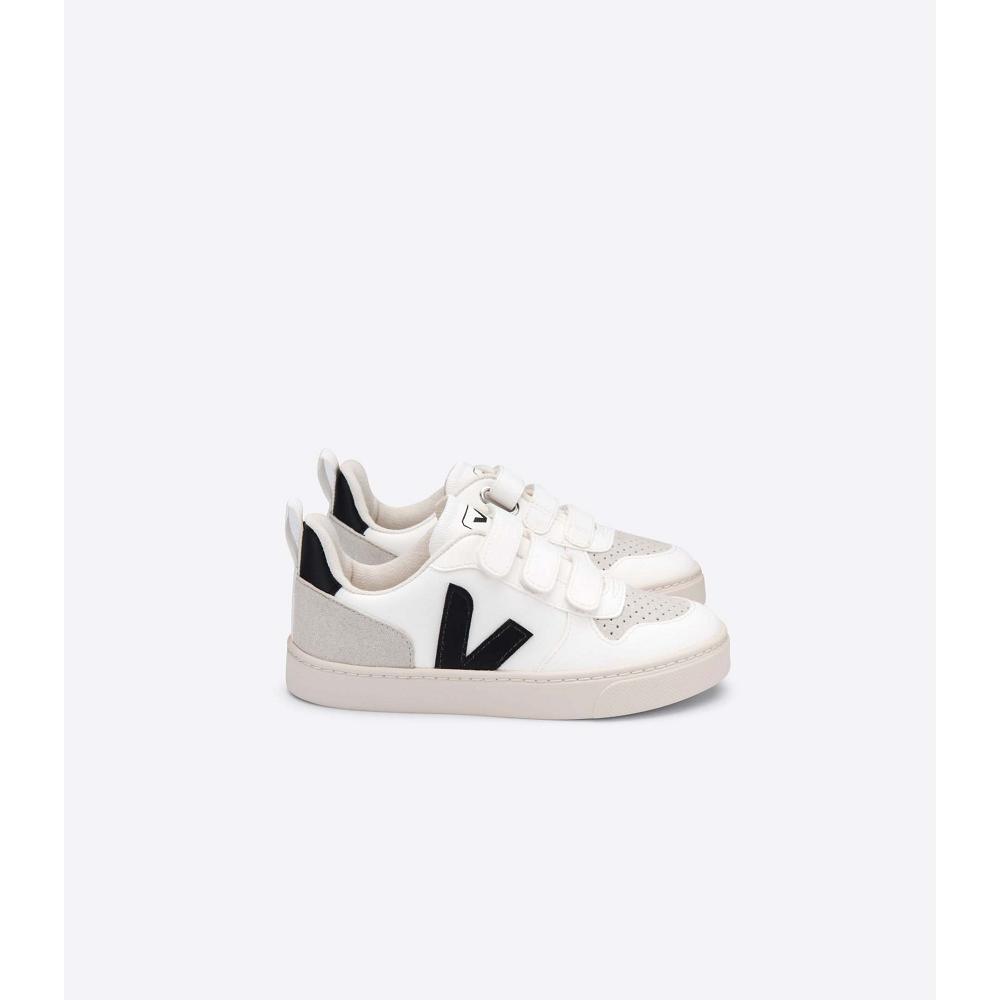 White/Black Kids\' Veja V-10 CWL Shoes | AU 773ZUT